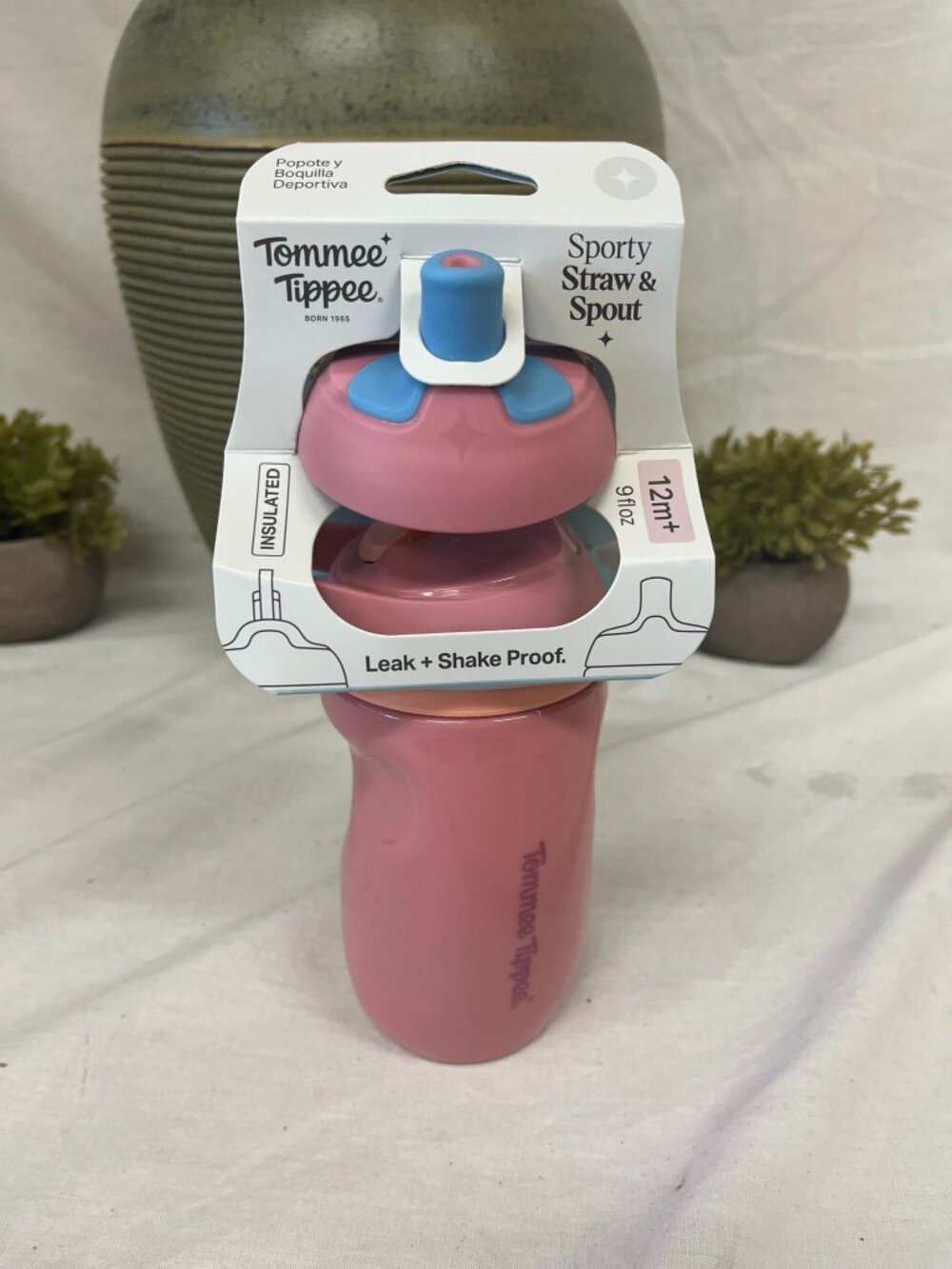Tommee Tippee Sporty Straw & Spout Insulated Toddler Cup 9oz Pink NEW